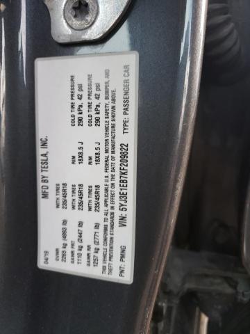 5YJ3E1EB7KF209822 Tesla MODEL 3