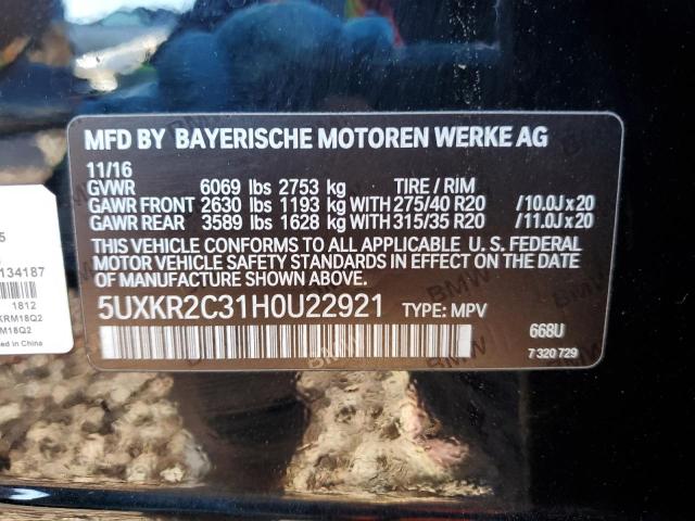 5UXKR2C31H0U22921 BMW X5 Sdrive35i