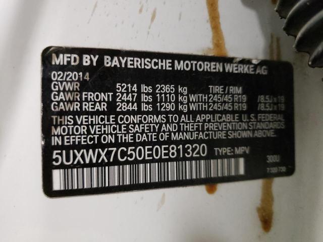 5UXWX7C50E0E81320 BMW X3 Xdrive35i