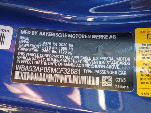 WBA53AP05MCF32681 BMW 430I