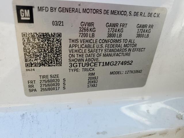3GTU9CET1MG274952 GMC Sierra K1500 Elevation