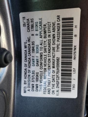 2HGFC2F79JH599982 Honda CIVIC EX
