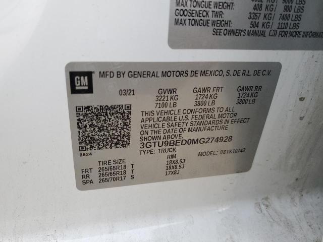 3GTU9BED0MG274928 GMC Sierra K1500 Sle