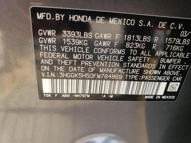 3HGGK5H50FM784869 Honda FIT LX