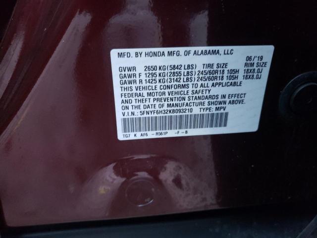 5FNYF6H32KB093210 Honda Pilot Ex