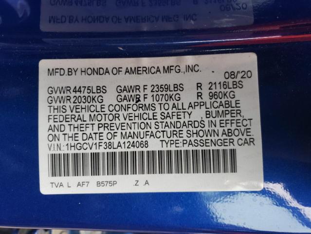 1HGCV1F38LA124068 Honda Accord Sport