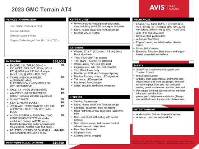 3GKALYEG9PL247924 GMC Terrain At4