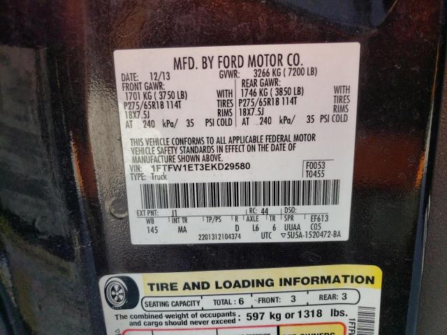 1FTFW1ET3EKD29580 Ford F150 Supercrew
