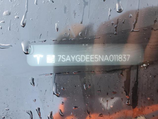 7SAYGDEE5NA011837 Tesla Model Y