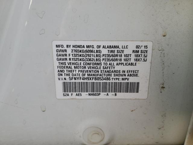 5FNYF4H9XFB053486 Honda Pilot Touring