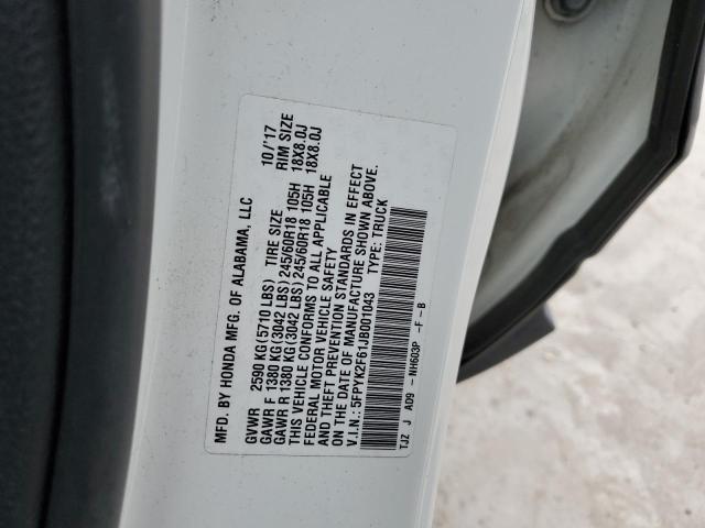 5FPYK2F61JB001043 Honda Ridgeline Rtl