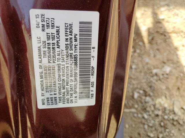 5FNRL5H99FB086885 Honda Odyssey Touring