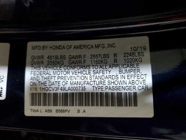 1HGCV3F49LA000735 Honda Accord Hybrid Ex