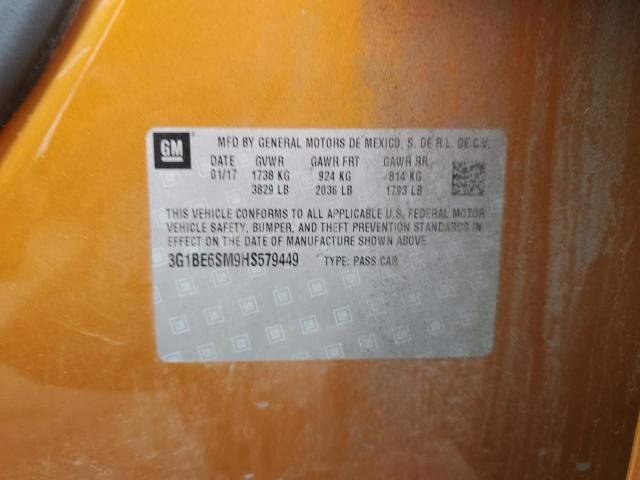 3G1BE6SM9HS579449 Chevrolet CRUZE LT