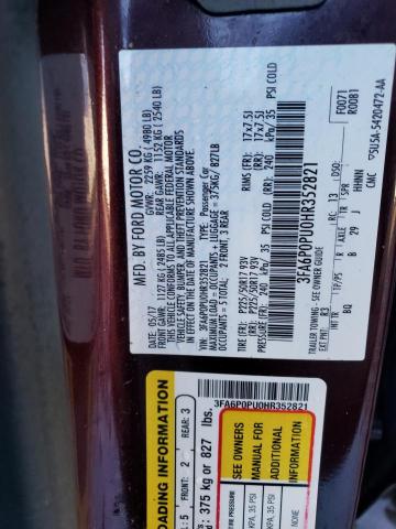 3FA6P0PU0HR352821 Ford Fusion Se Phev