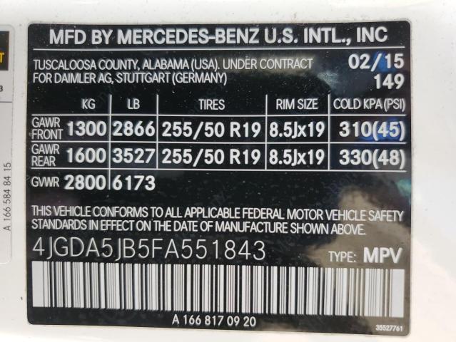 4JGDA5JB5FA551843 Mercedes-Benz ML 350