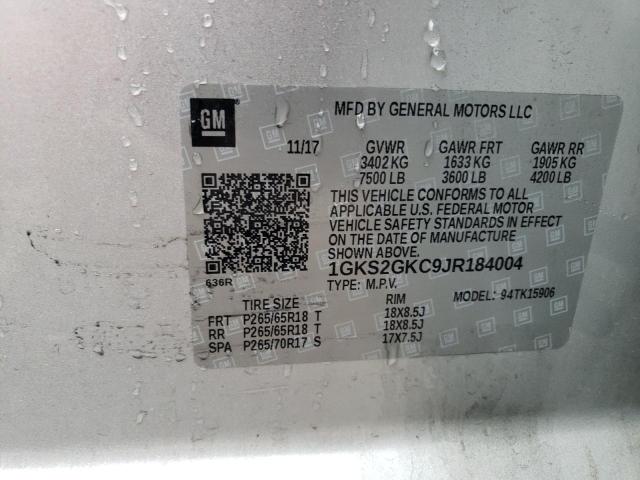 1GKS2GKC9JR184004 GMC Yukon Xl K1500 Slt