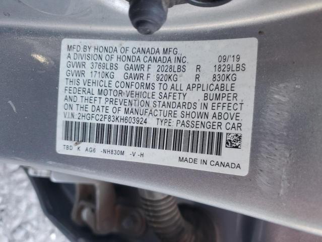 2HGFC2F83KH603924 Honda Civic Sport