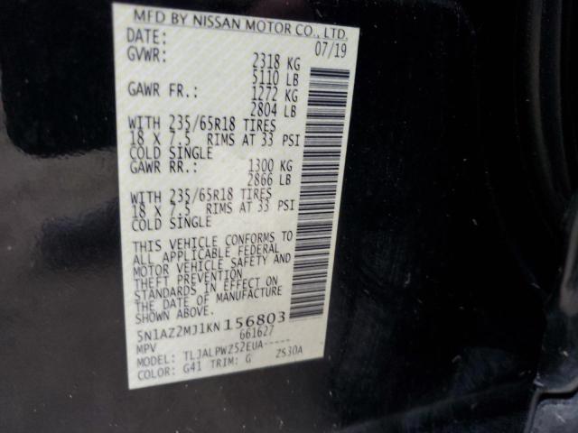5N1AZ2MJ1KN156803 Nissan MURANO S