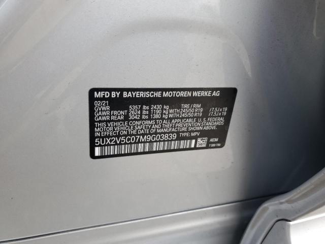 5UX2V5C07M9G03839 BMW X4 Xdrivem40i
