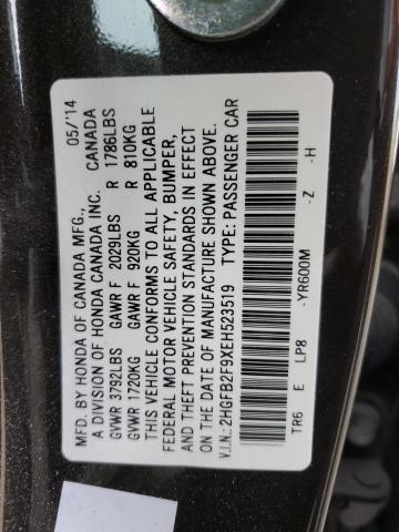 2HGFB2F9XEH523519 Honda CIVIC EXL