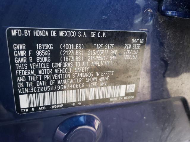 3CZRU5H79GM740609 Honda Hr-v Exl