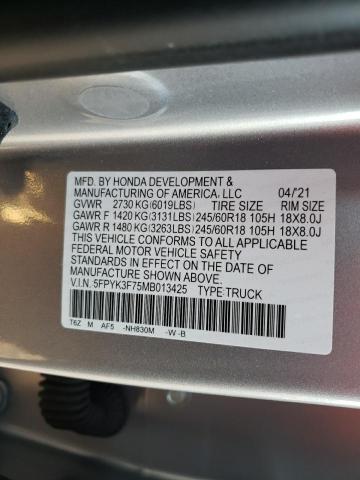5FPYK3F75MB013425 Honda Ridgeline Rtl