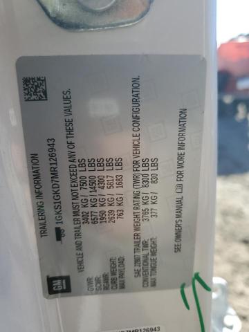 1GKS1GKD7MR126943 GMC Yukon Xl C1500 Slt