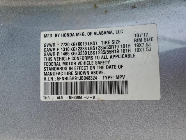 5FNRL6H91JB048324 Honda Odyssey Elite
