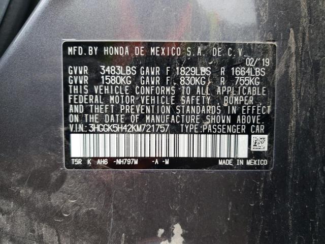 3HGGK5H42KM721757 Honda FIT LX