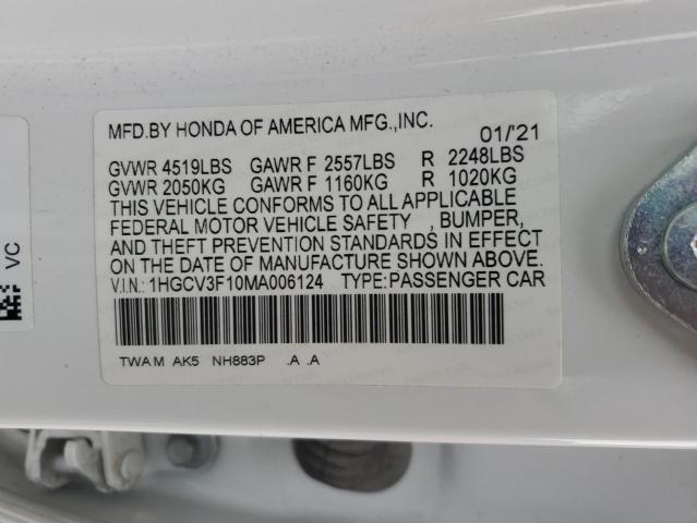 1HGCV3F10MA006124 Honda ACCORD HYBRID