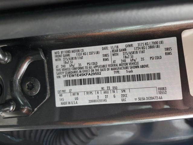 1FTEW1E45KFA29502 Ford F150 Supercrew