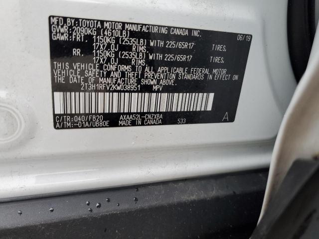 2T3H1RFV2KW038951 Toyota RAV4 LE