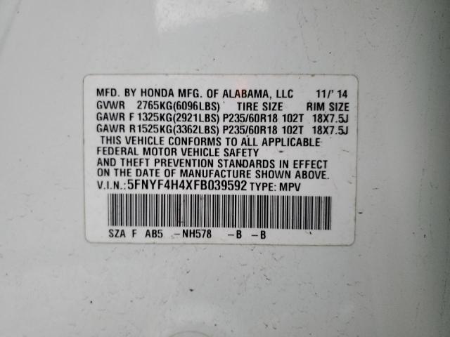 5FNYF4H4XFB039592 Honda Pilot Ex