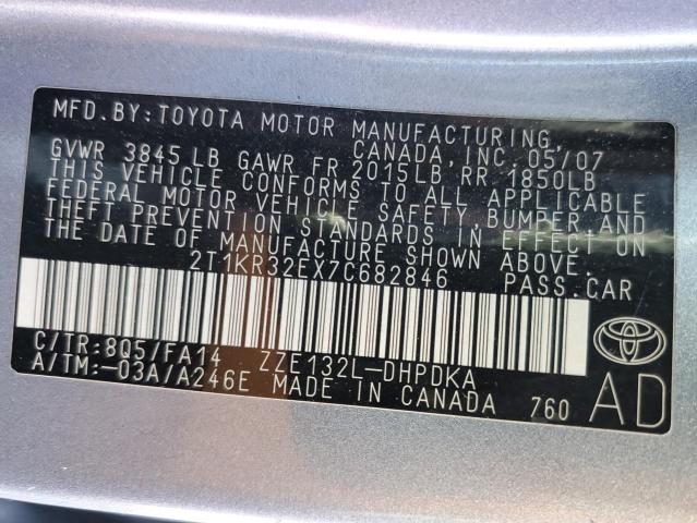 Auction sale of the 2007 Toyota Corolla Matrix Xr , vin: 2T1KR32EX7C682846, lot number: 180724223