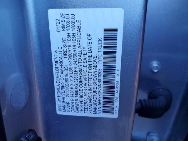 5FPYK3F74NB013305 Honda Ridgeline Rtl