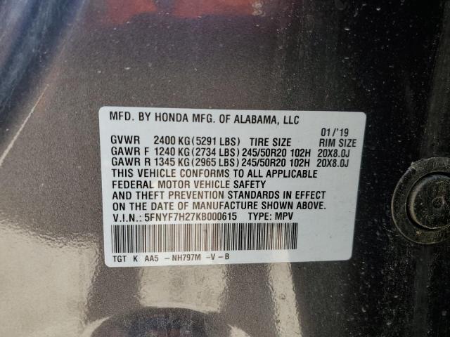 5FNYF7H27KB000615 Honda Passport Sport