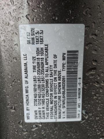 5FNRL6H86JB035091 Honda Odyssey Touring