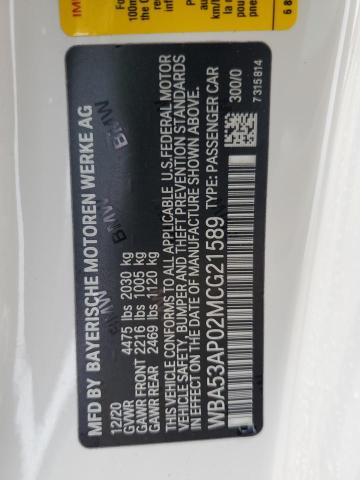 WBA53AP02MCG21589 BMW 430I