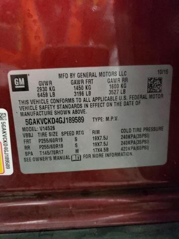 5GAKVCKD4GJ189589 Buick Enclave