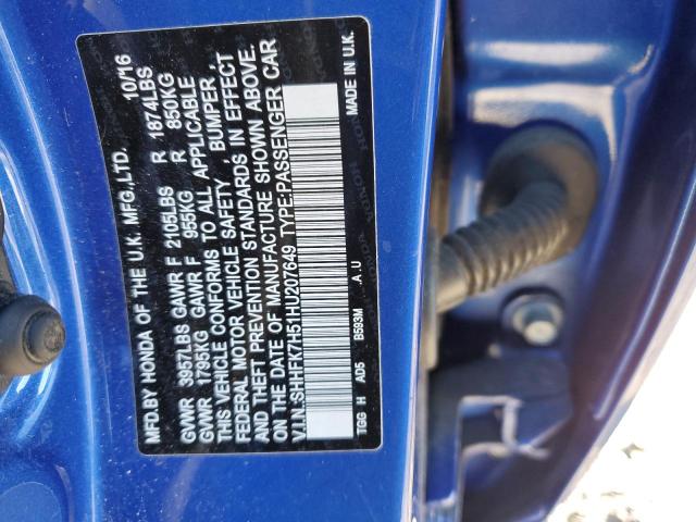 SHHFK7H51HU207649 Honda CIVIC EX