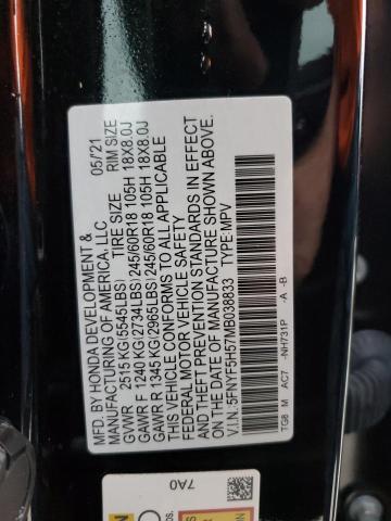 5FNYF5H57MB038833 Honda PILOT EXL