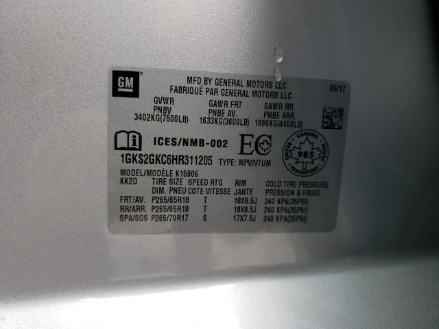 1GKS2GKC6HR311205 GMC Yukon Xl K1500 Slt