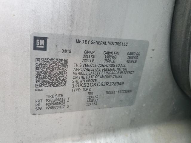 1GKS1GKC6JR328949 GMC Yukon Xl C1500 Slt