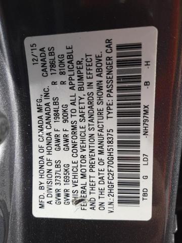 2HGFC2F70GH518375 Honda CIVIC EX