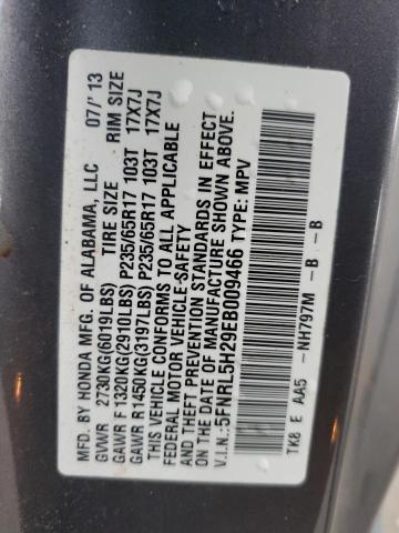 5FNRL5H29EB009466 Honda ODYSSEY LX