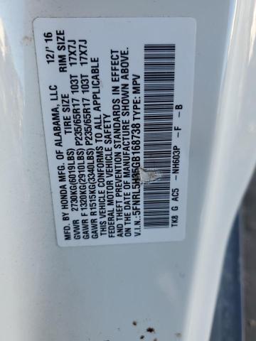 5FNRL5H35GB168738 Honda ODYSSEY SE