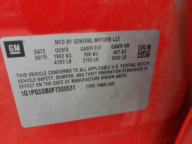 1G1PG5SB8F7300531 Chevrolet CRUZE LTZ