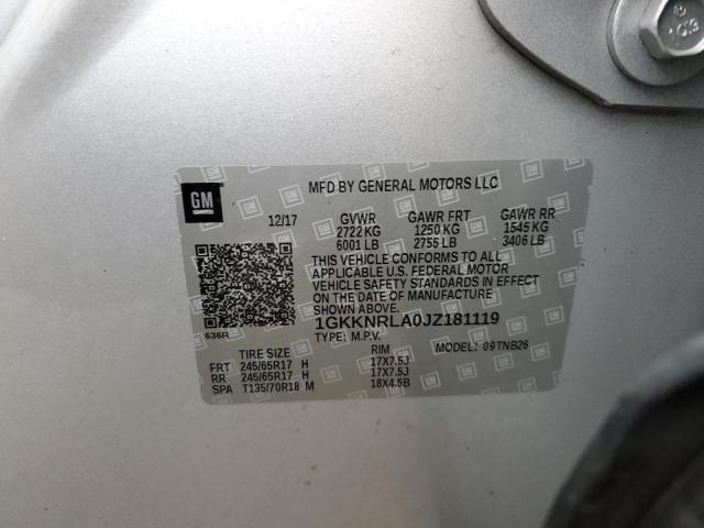1GKKNRLA0JZ181119 GMC ACADIA SLE