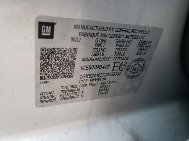 1GKS2AKC7JR129337 GMC YUKON SLE